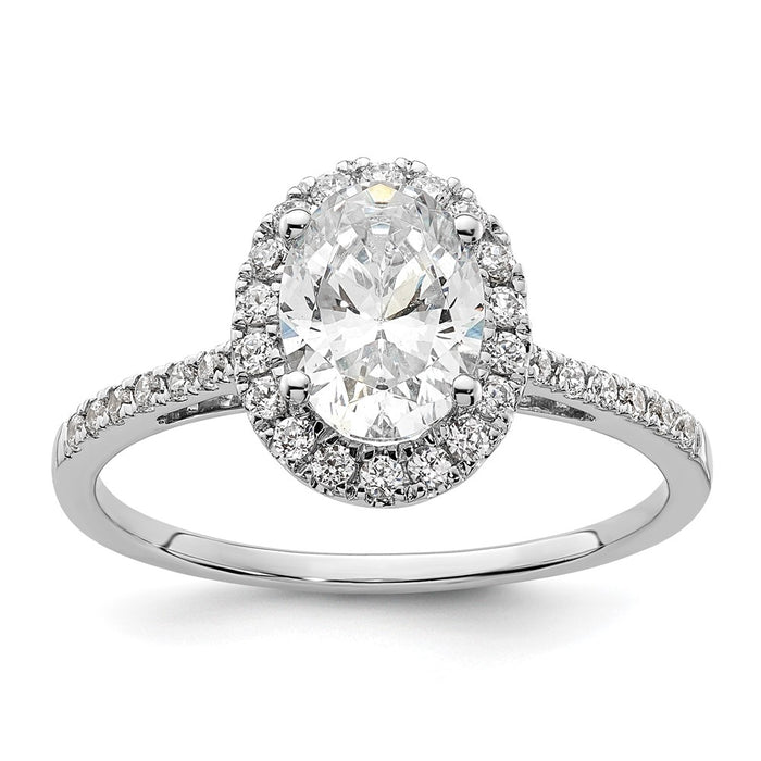 Buy 14K White Gold Halo Engagement Ring for 1.5 Carat Oval Center - Stylish Value!-1