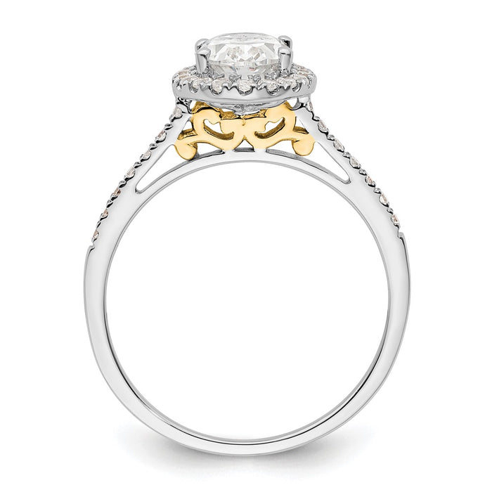 Buy Stylish 14K Two-Tone Halo Engagement Ring, 1.5 Carat Oval Center, 1/3 Carat Diamonds-2