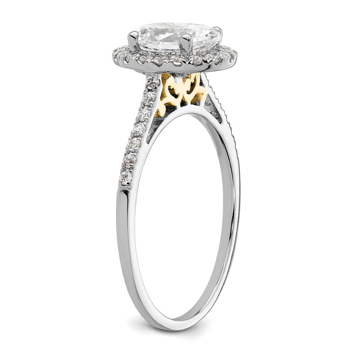 Buy Stylish 14K Two-Tone Halo Engagement Ring, 1.5 Carat Oval Center, 1/3 Carat Diamonds-6