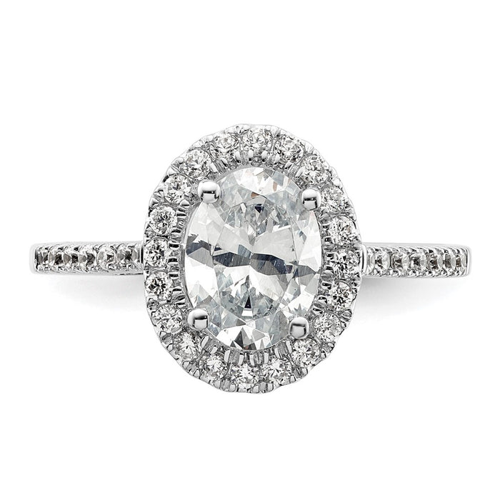 Exclusive 14K White Gold Halo Semi-Mount Engagement Ring for 2 Carat Oval, Stylish 1/3 Carat Diamond Accents-4