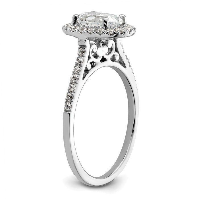 Exclusive 14K White Gold Halo Semi-Mount Engagement Ring for 2 Carat Oval, Stylish 1/3 Carat Diamond Accents-6