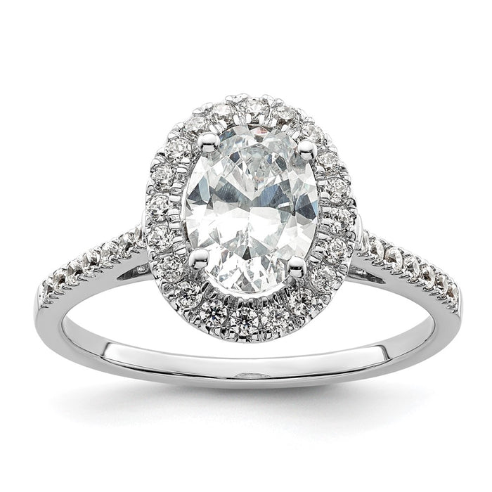 Exclusive 14K White Gold Halo Semi-Mount Engagement Ring for 2 Carat Oval, Stylish 1/3 Carat Diamond Accents-1