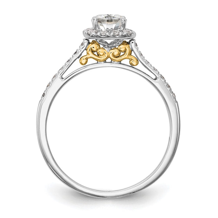 Buy Stylish 14K Two-Tone Halo Engagement Ring - 1 Carat Cushion Center & 1/4 Carat Semi-Mount-2