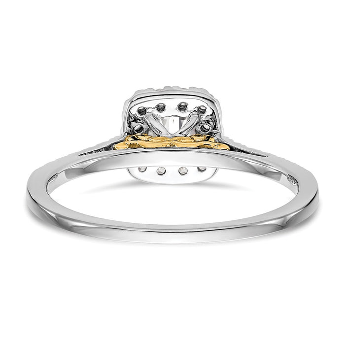 Buy Stylish 14K Two-Tone Halo Engagement Ring - 1 Carat Cushion Center & 1/4 Carat Semi-Mount-5