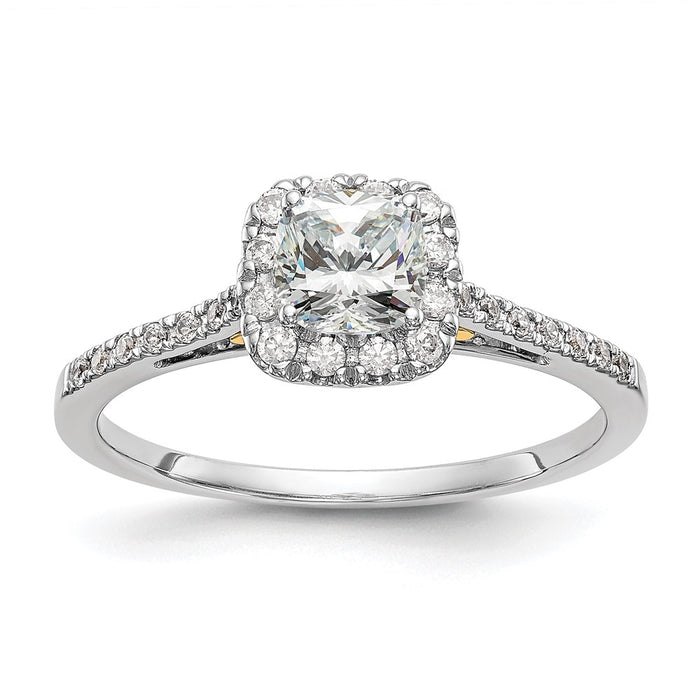 Buy Stylish 14K Two-Tone Halo Engagement Ring - 1 Carat Cushion Center & 1/4 Carat Semi-Mount-1