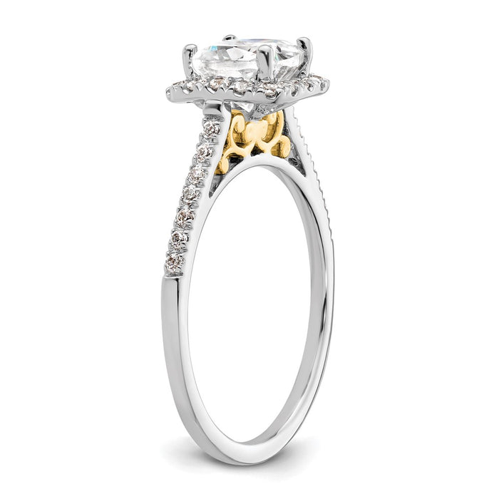 High-Quality 14K Two-Tone Halo Engagement Ring, 1.5 Carat Cushion Center - Luxury Value!-6