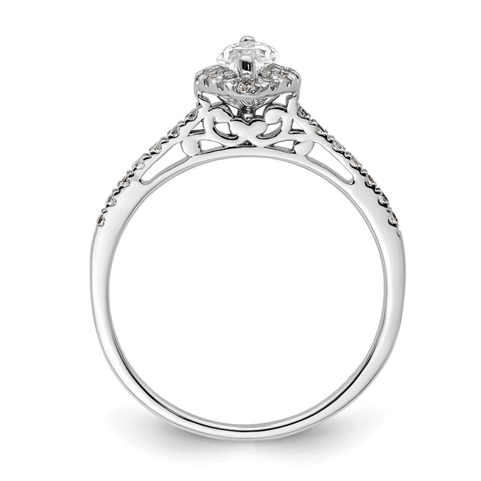 Buy Stylish 14K White Gold Halo Engagement Ring, 1/4 Carat Diamonds, 1/3 Carat Marquise Center-2