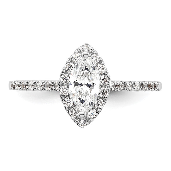 Buy Stylish 14K White Gold Halo Engagement Ring, 1/4 Carat Diamonds, 1/3 Carat Marquise Center-4