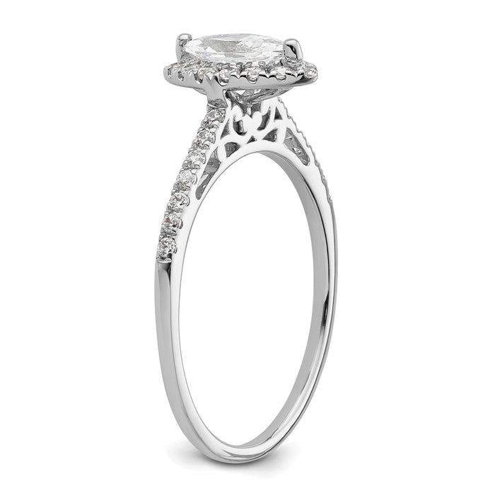 Buy Stylish 14K White Gold Halo Engagement Ring, 1/4 Carat Diamonds, 1/3 Carat Marquise Center-6