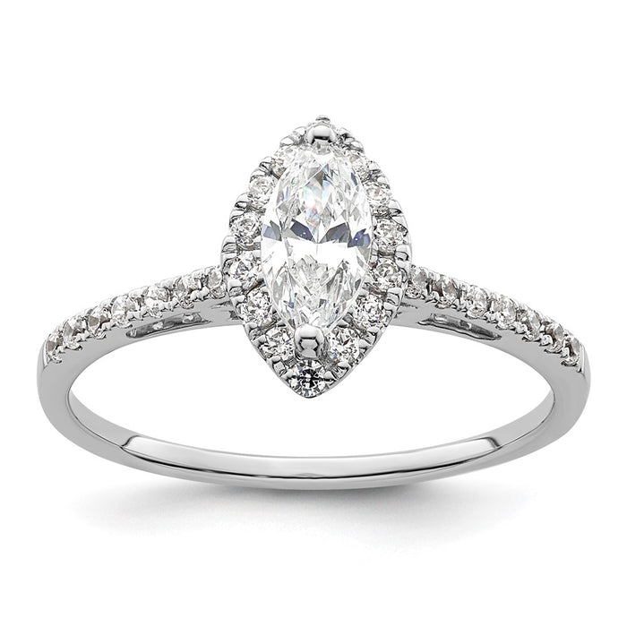 Buy Stylish 14K White Gold Halo Engagement Ring, 1/4 Carat Diamonds, 1/3 Carat Marquise Center-1