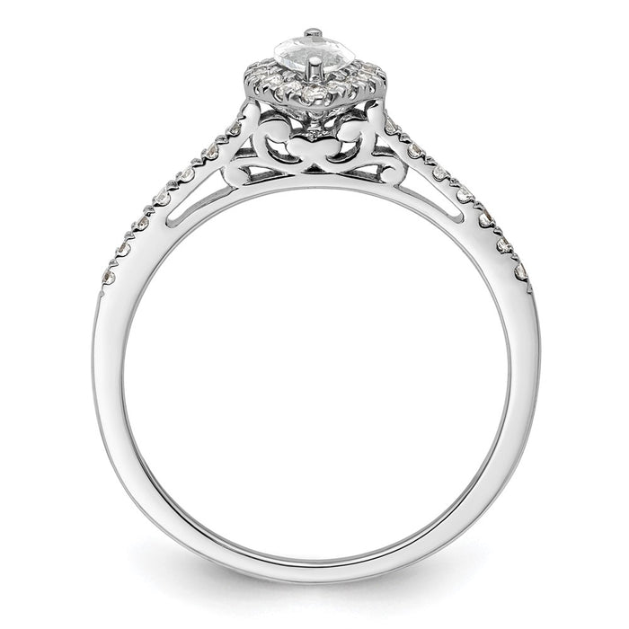Buy 14K White Gold Halo Engagement Ring - 1/2 Carat Marquise & 1/4 Carat Accents, Stylish Value!-2