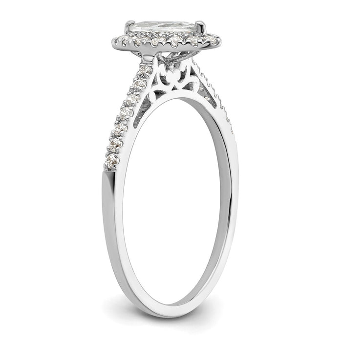 Buy 14K White Gold Halo Engagement Ring - 1/2 Carat Marquise & 1/4 Carat Accents, Stylish Value!-6
