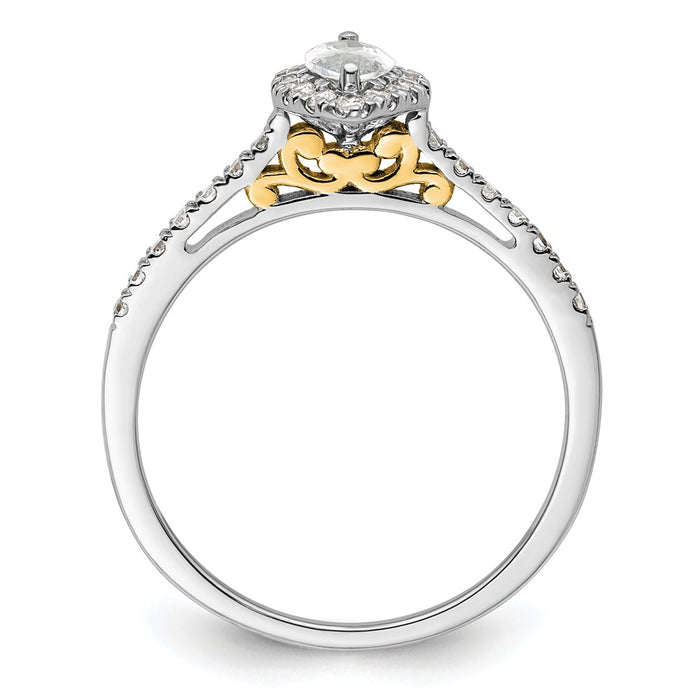 Exclusive 14K Two-Tone Halo Engagement Ring | 1/2 Carat Marquise & 1/4 Carat Diamonds - Stylish Value!-2