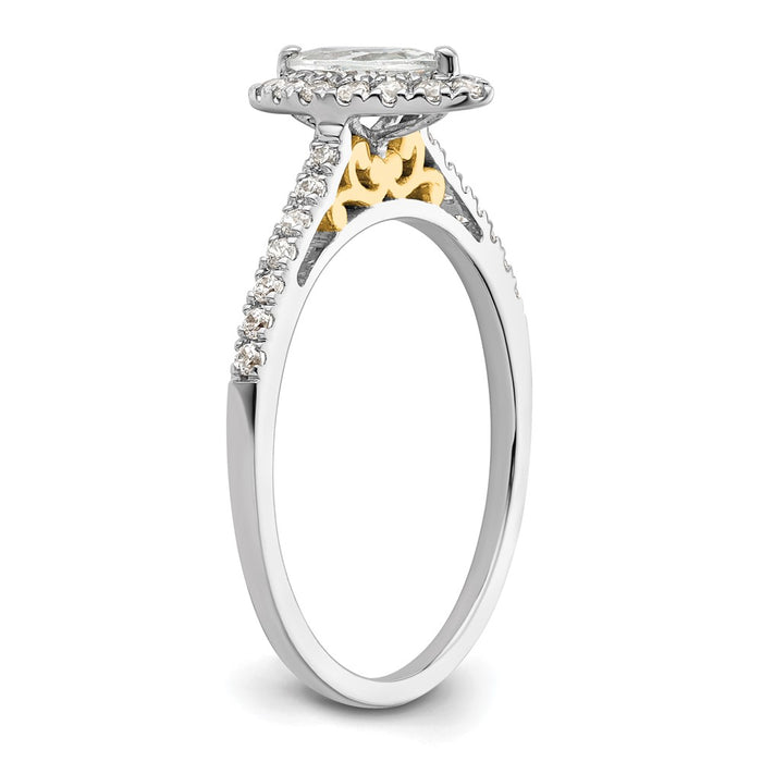 Exclusive 14K Two-Tone Halo Engagement Ring | 1/2 Carat Marquise & 1/4 Carat Diamonds - Stylish Value!-6