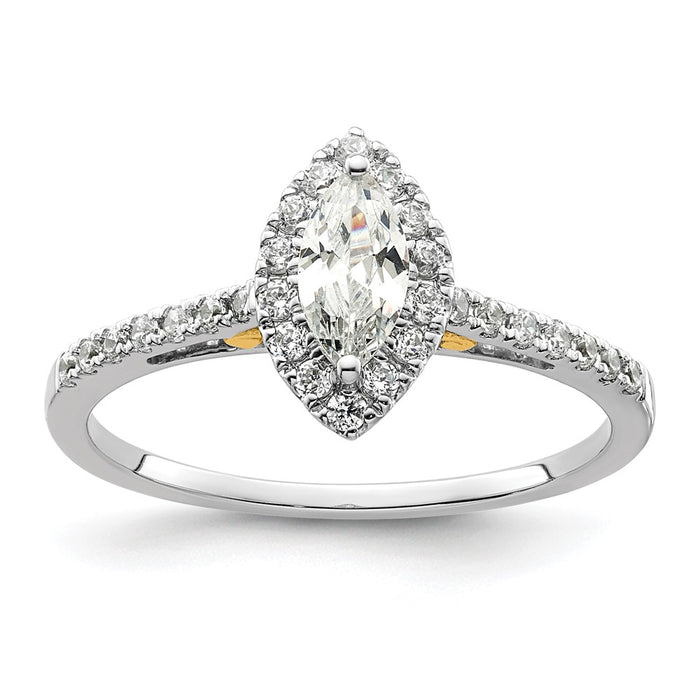 Exclusive 14K Two-Tone Halo Engagement Ring | 1/2 Carat Marquise & 1/4 Carat Diamonds - Stylish Value!-1