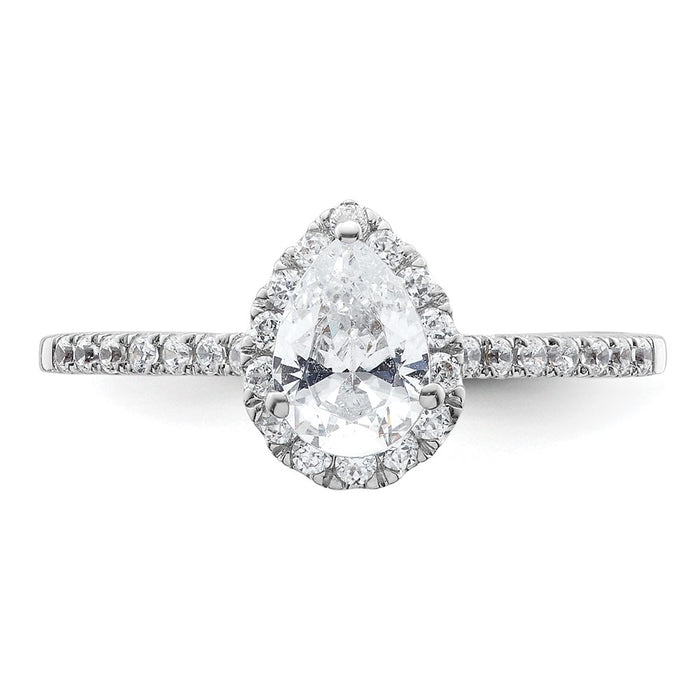 High-Quality 14K White Gold Halo Engagement Ring, 3/4 Carat Pear-Shaped Center, Stylish Value!-4