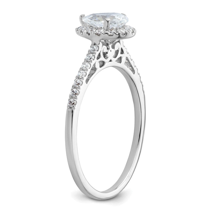 High-Quality 14K White Gold Halo Engagement Ring, 3/4 Carat Pear-Shaped Center, Stylish Value!-6