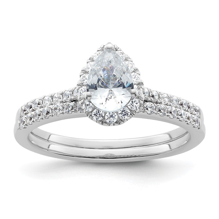 High-Quality 14K White Gold Halo Engagement Ring, 3/4 Carat Pear-Shaped Center, Stylish Value!-7
