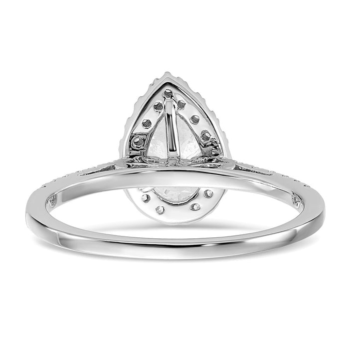 High-Quality 14K White Gold Pear Halo Diamond Semi-Mount Engagement Ring-7