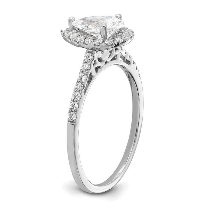High-Quality 14K White Gold Pear Halo Diamond Semi-Mount Engagement Ring-8