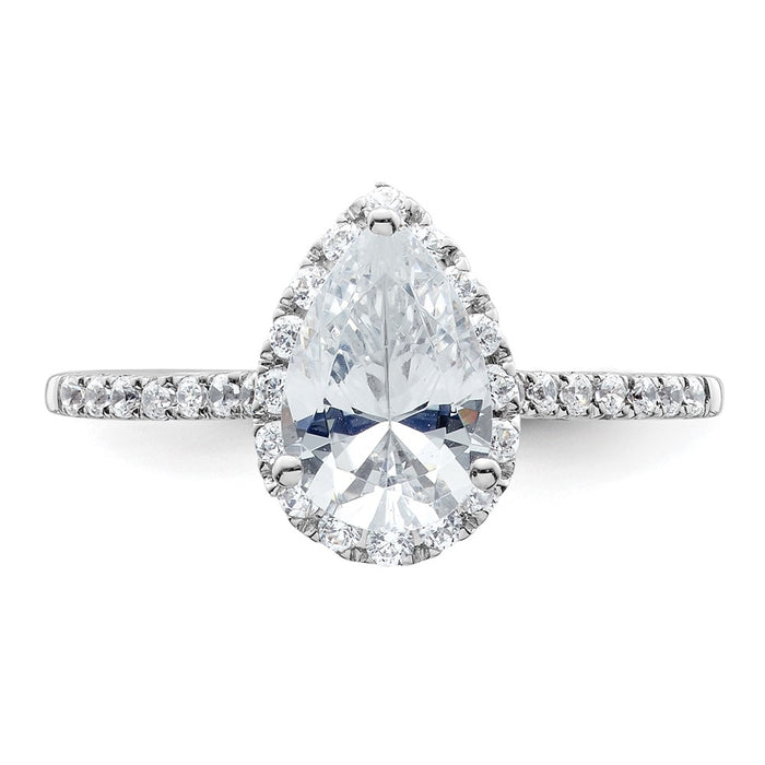 Exclusive 14K White Gold Halo Semi-Mount Engagement Ring for 1.5 Carat Pear-4