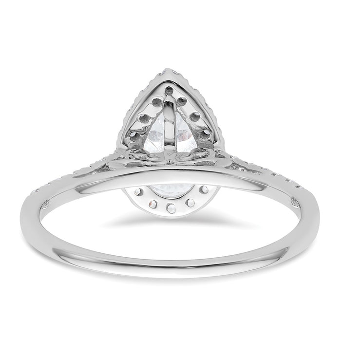 Exclusive 14K White Gold Halo Semi-Mount Engagement Ring for 1.5 Carat Pear-5