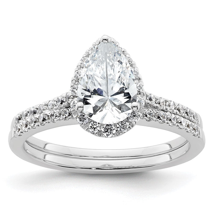 Exclusive 14K White Gold Halo Semi-Mount Engagement Ring for 1.5 Carat Pear-7