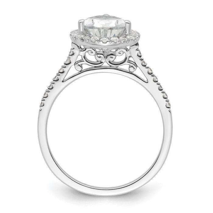 Buy Exclusive 14K White Gold Halo Engagement Ring for 2 Carat Pear Center & 1/3 Carat Accents-2