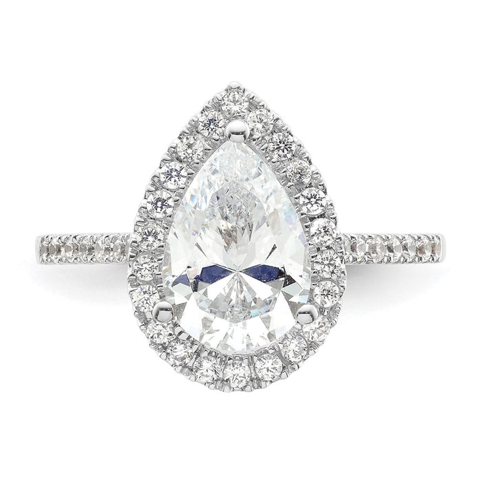 Buy Exclusive 14K White Gold Halo Engagement Ring for 2 Carat Pear Center & 1/3 Carat Accents-4