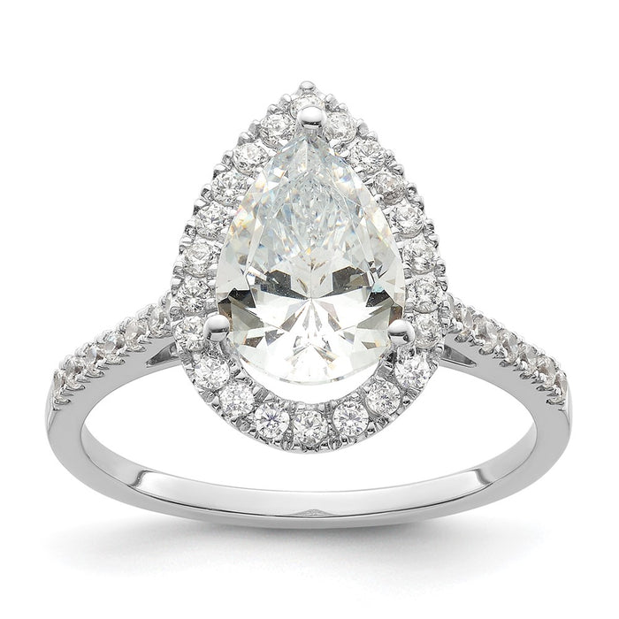 Buy Exclusive 14K White Gold Halo Engagement Ring for 2 Carat Pear Center & 1/3 Carat Accents-1