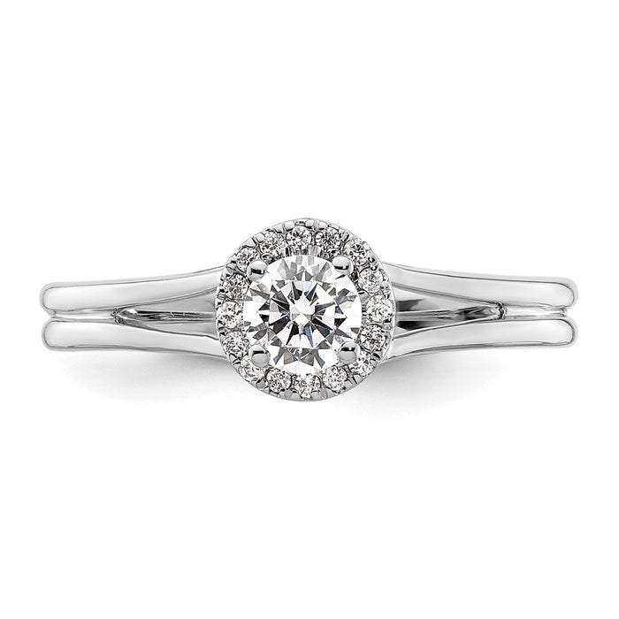 High-Quality 14K White Gold Semi-Mount Engagement Ring | Stylish Halo Design, 1/4 Carat Center-4