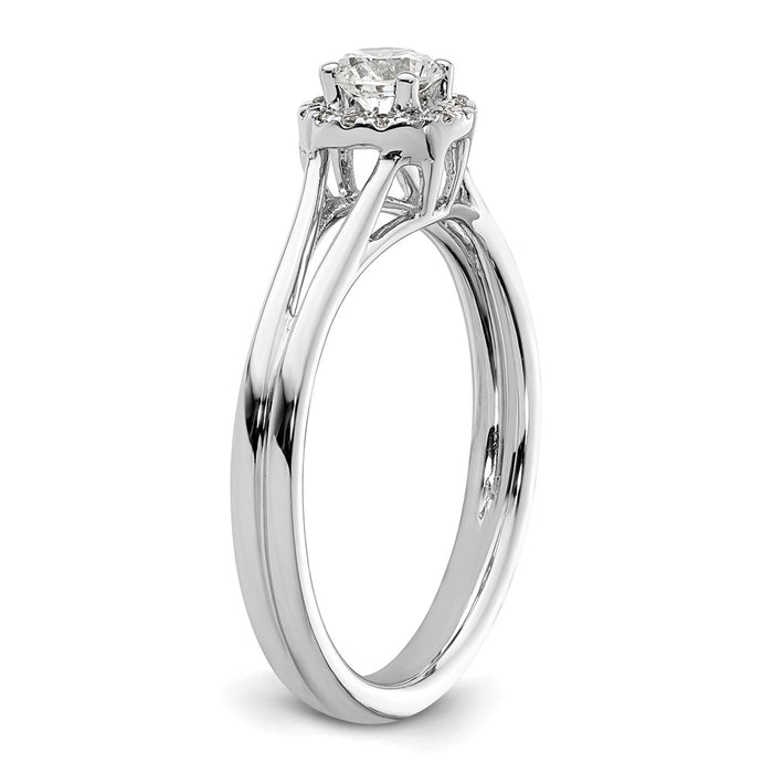 High-Quality 14K White Gold Semi-Mount Engagement Ring | Stylish Halo Design, 1/4 Carat Center-6