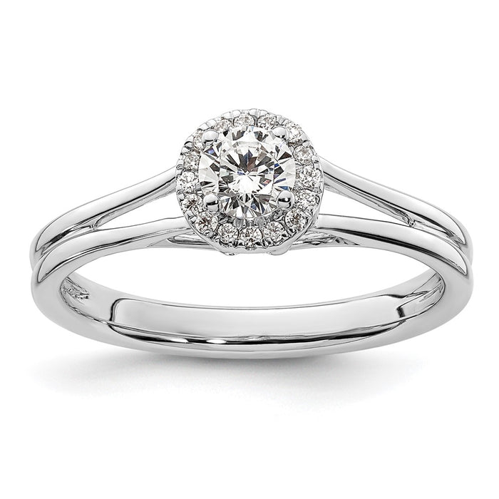 High-Quality 14K White Gold Semi-Mount Engagement Ring | Stylish Halo Design, 1/4 Carat Center-1