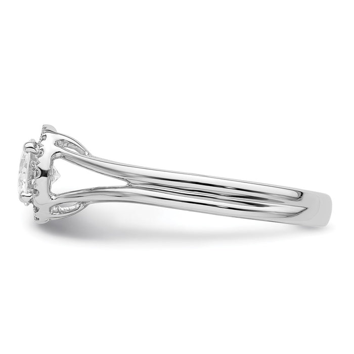 High-Quality 14K White Gold Halo Engagement Ring - Stylish 1/2 Carat Center-3