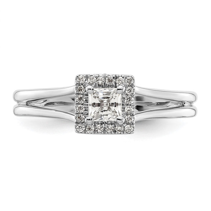 Buy Stylish 14K White Gold Halo Engagement Ring - 1/4 Carat Princess Cut-4
