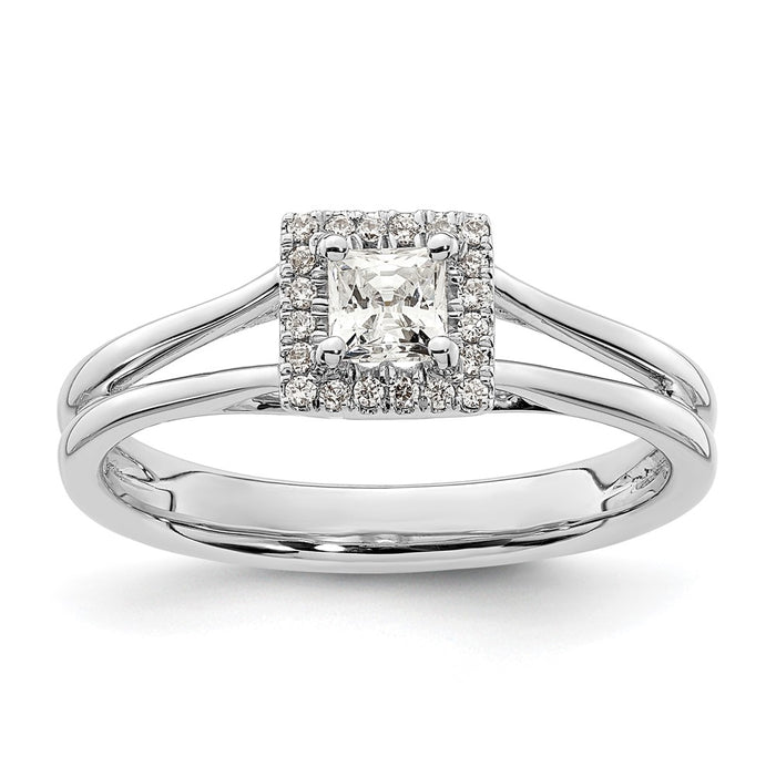 Buy Stylish 14K White Gold Halo Engagement Ring - 1/4 Carat Princess Cut-1