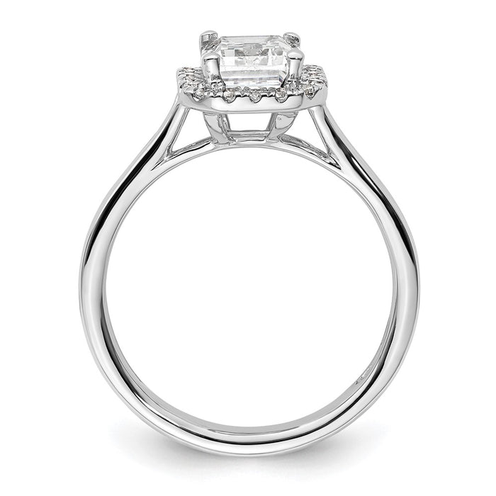 Buy Exclusive 14K White Gold Halo Engagement Ring, 1.5 Carat Emerald-Cut Center-2