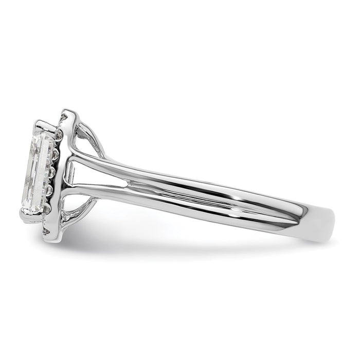 Buy Exclusive 14K White Gold Halo Engagement Ring, 1.5 Carat Emerald-Cut Center-3