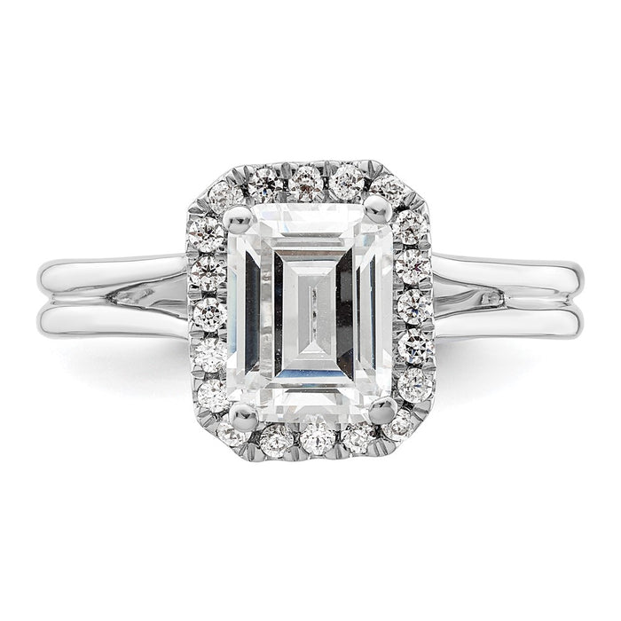Buy Exclusive 14K White Gold Halo Engagement Ring, 1.5 Carat Emerald-Cut Center-4