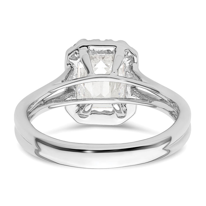 Buy Exclusive 14K White Gold Halo Engagement Ring, 1.5 Carat Emerald-Cut Center-5