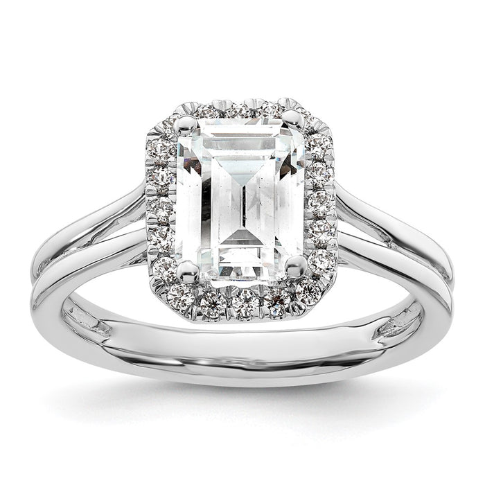 Buy Exclusive 14K White Gold Halo Engagement Ring, 1.5 Carat Emerald-Cut Center-1