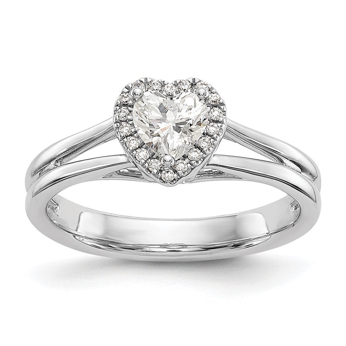 Buy Stylish 14K White Gold Halo Engagement Ring | 1/4 Carat Heart-Shaped Center-1