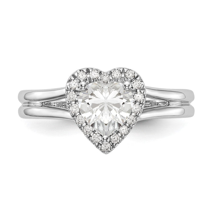 Designer 14K White Gold Halo Engagement Ring, 1 Carat Heart-Center, Stylish Value-4