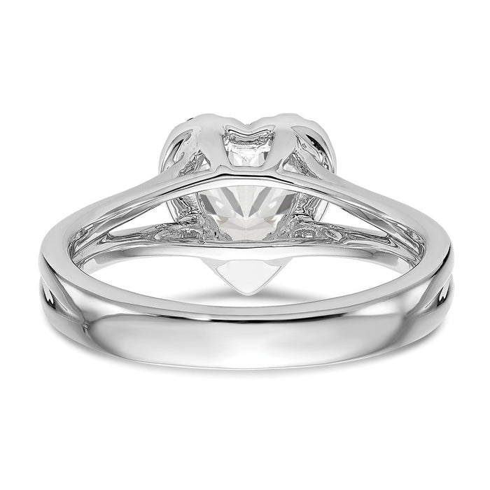 Designer 14K White Gold Halo Engagement Ring, 1 Carat Heart-Center, Stylish Value-5
