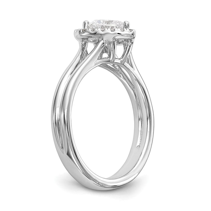 Designer 14K White Gold Halo Engagement Ring, 1 Carat Heart-Center, Stylish Value-6