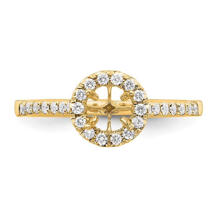Buy Exclusive 14K Yellow Gold Round Halo Diamond Semi-Mount Ring - Stylish Design-4