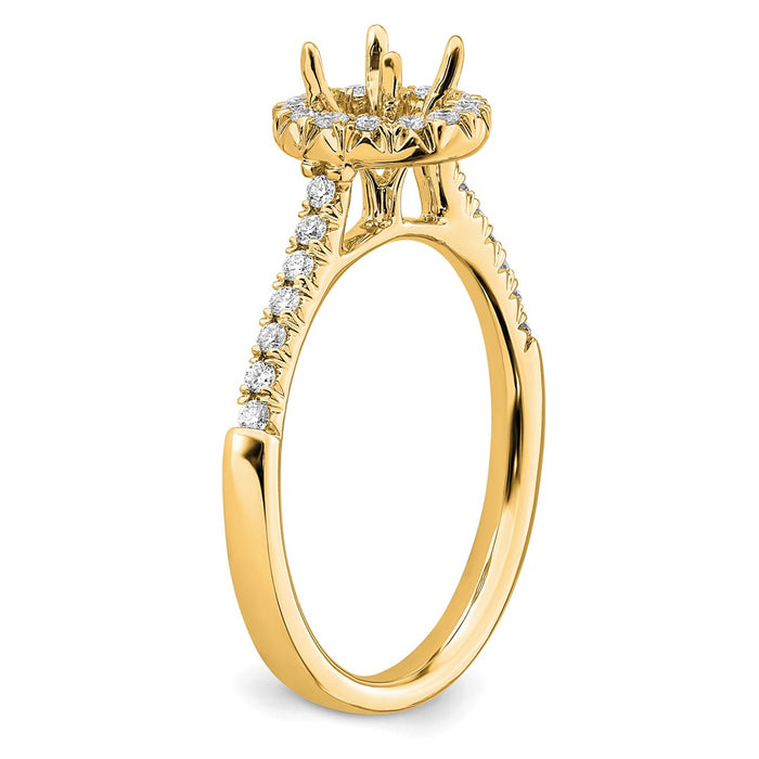 Buy Exclusive 14K Yellow Gold Round Halo Diamond Semi-Mount Ring - Stylish Design-6