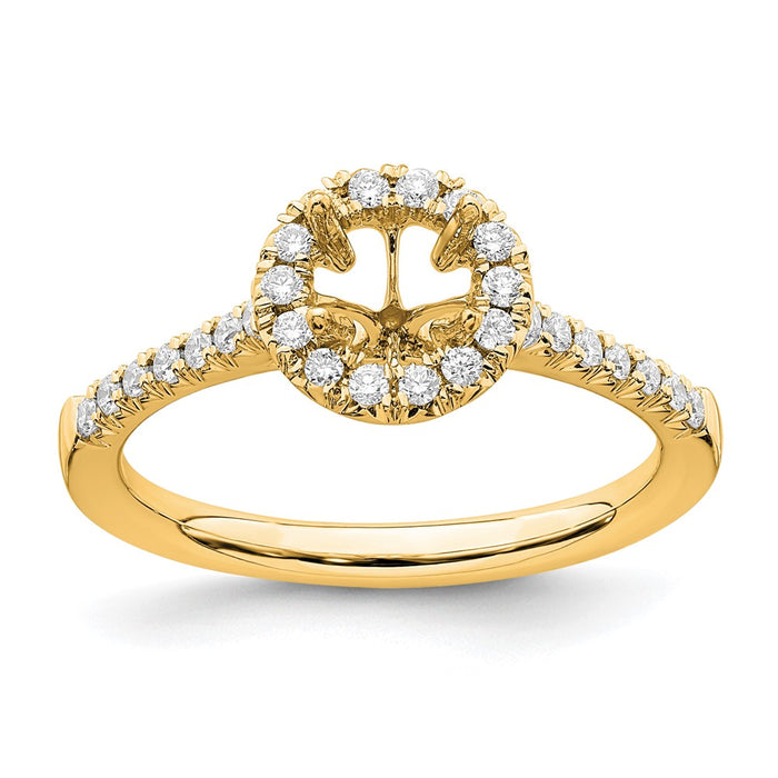 Buy Exclusive 14K Yellow Gold Round Halo Diamond Semi-Mount Ring - Stylish Design-7