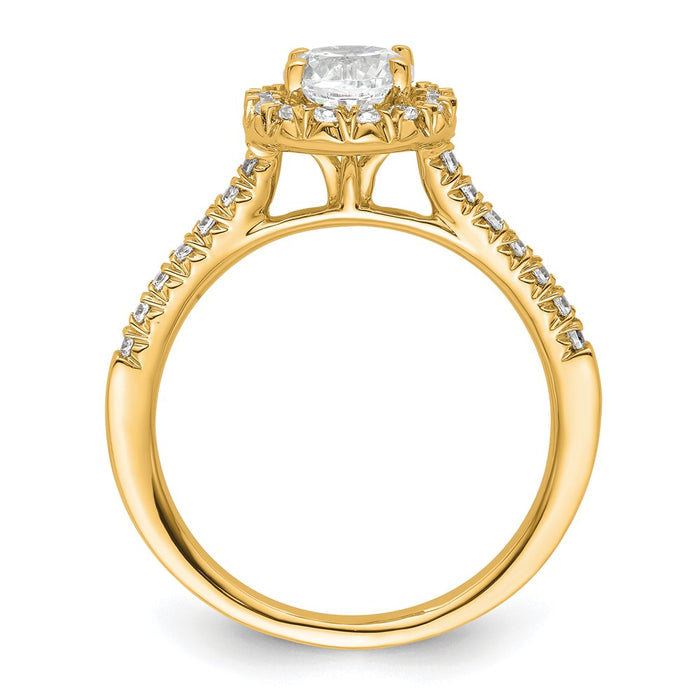Buy Stylish 14K Yellow Gold Round Halo Diamond Semi-Mount Engagement Ring-2