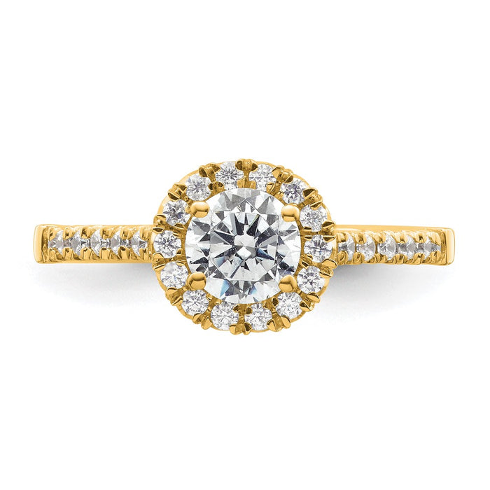 Buy Stylish 14K Yellow Gold Round Halo Diamond Semi-Mount Engagement Ring-4